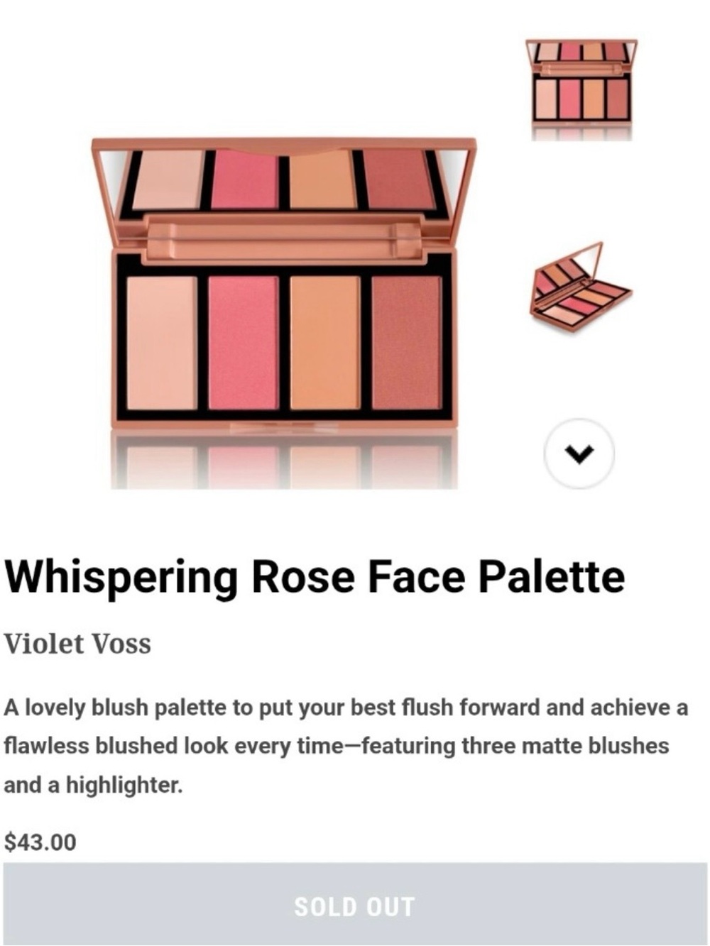 ⭐️LIMITED EDITION⭐️VIOLET VOSS Whispering Rose Luminous 4 Pan Blush Face Palette